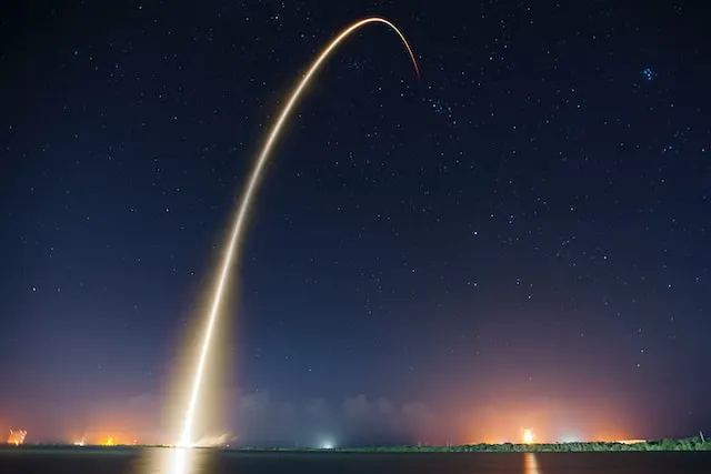 Light trail of a rocket's launch