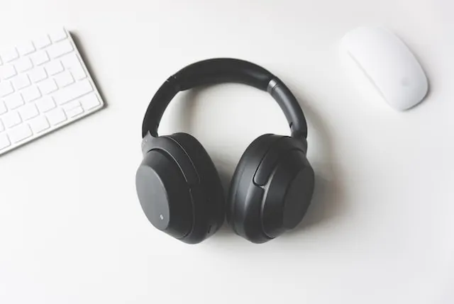 Headphone on a white table