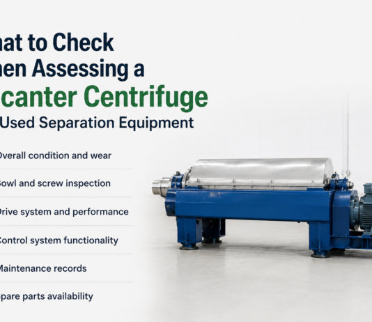 What to Check When Assessing a Decanter Centrifuge and Used Separation Equipment Assessing a Decanter Centrifuge and Used Separation Equipment