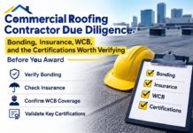 Commercial Roofing Contractor Due Diligence: Bonding, Insurance, WCB, and the Certifications Worth Verifying Before You Award Commercial Roofing Contractor Due Diligence