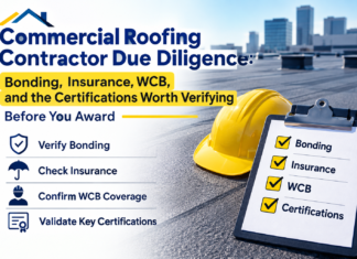 Commercial Roofing Contractor Due Diligence: Bonding, Insurance, WCB, and the Certifications Worth Verifying Before You Award Commercial Roofing Contractor Due Diligence