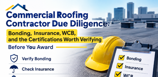 Commercial Roofing Contractor Due Diligence: Bonding, Insurance, WCB, and the Certifications Worth Verifying Before You Award Commercial Roofing Contractor Due Diligence