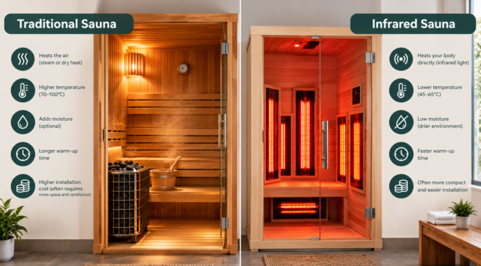 Traditional or Infrared Indoor Sauna? How to Compare the Experience and Installation Needs Traditional or Infrared Indoor Sauna